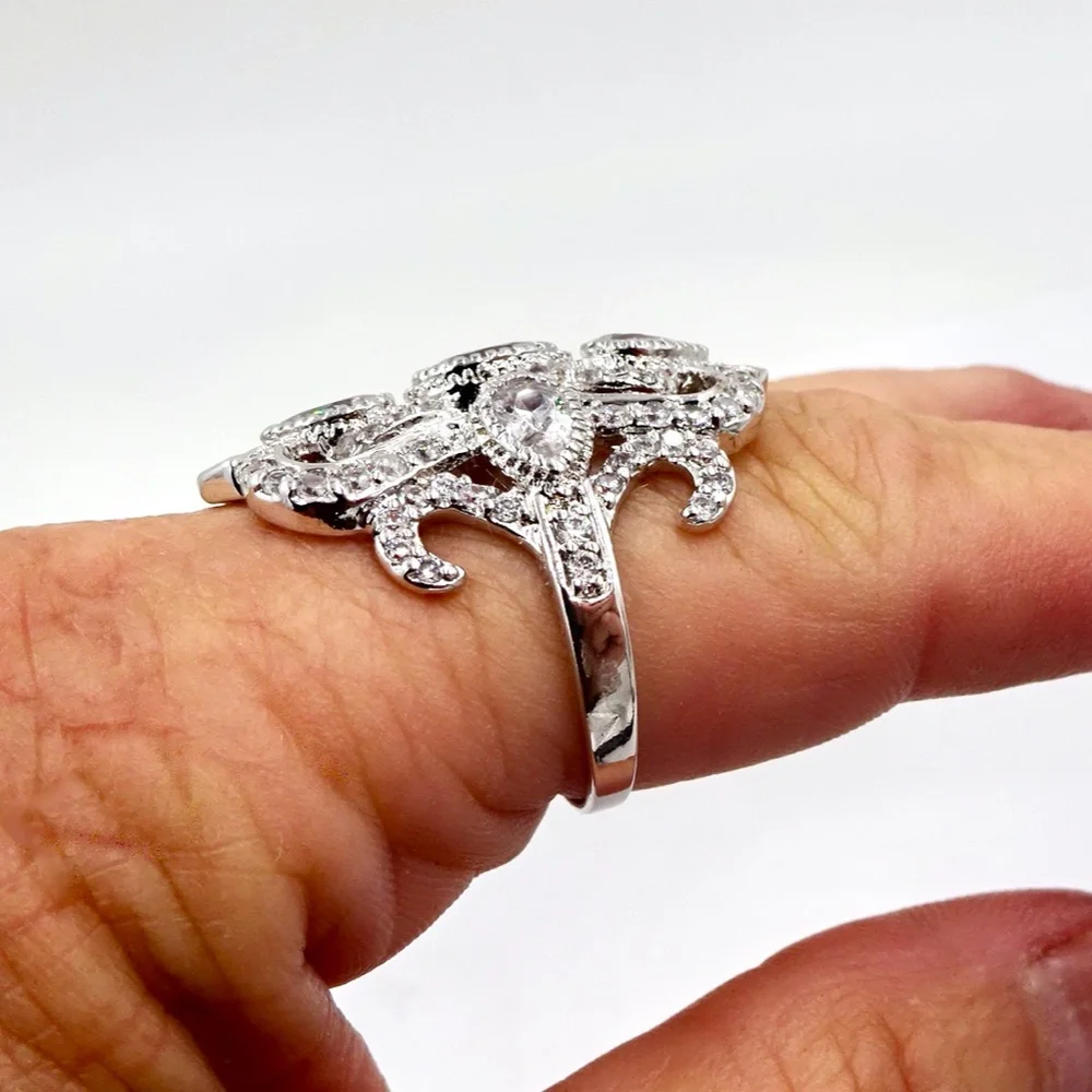 CFJ Sterling Silver CRYSTAL CZ RING Sz 9.75